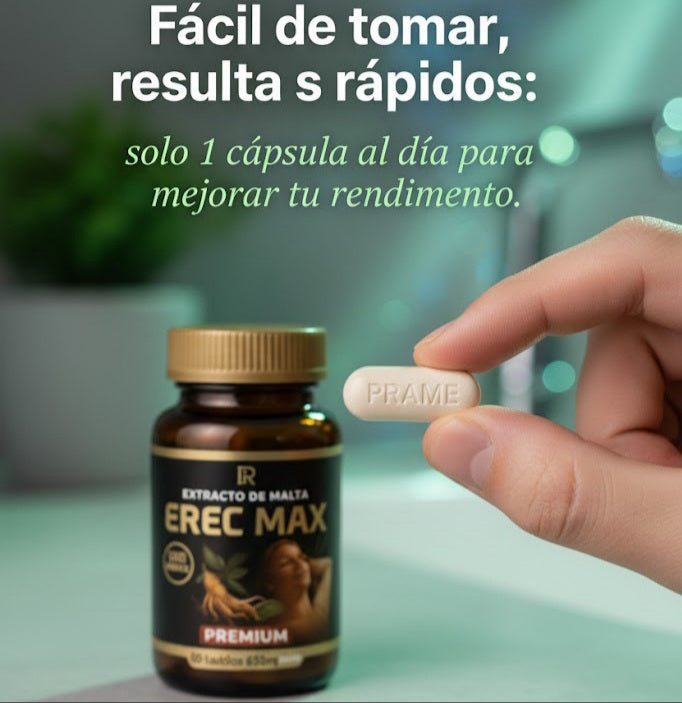 💪EREC MAX 🌿CON EXTRACTO DE MALTA Y GINSENG · 💊30 TABLETAS PARA MAYOR POTENCIA🍆