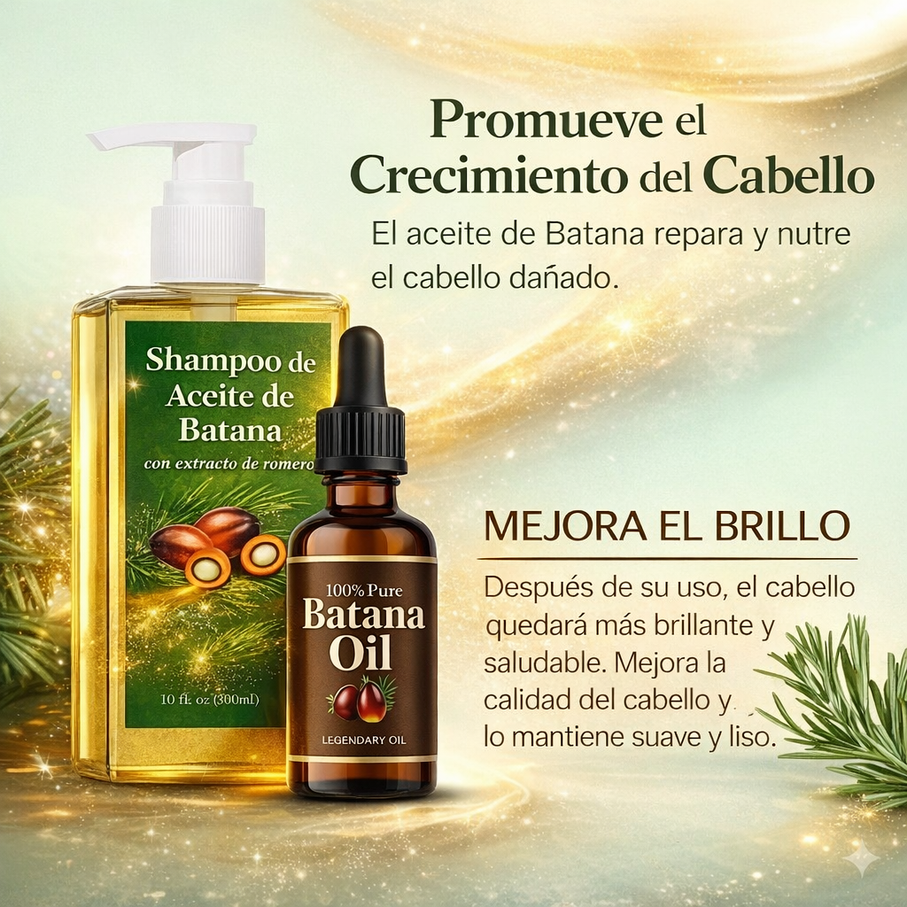 PACK DE BATANA-SHAMPOO + ACEITE DE BATANA PARA SALUD DE TU CABELLO