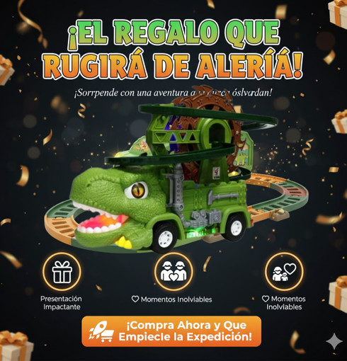 PISTA DE CARRERAS CON TOBOGAN DE DINOSAURIOS-JUGUETE PARA NIÑOS PEQUEÑOS
