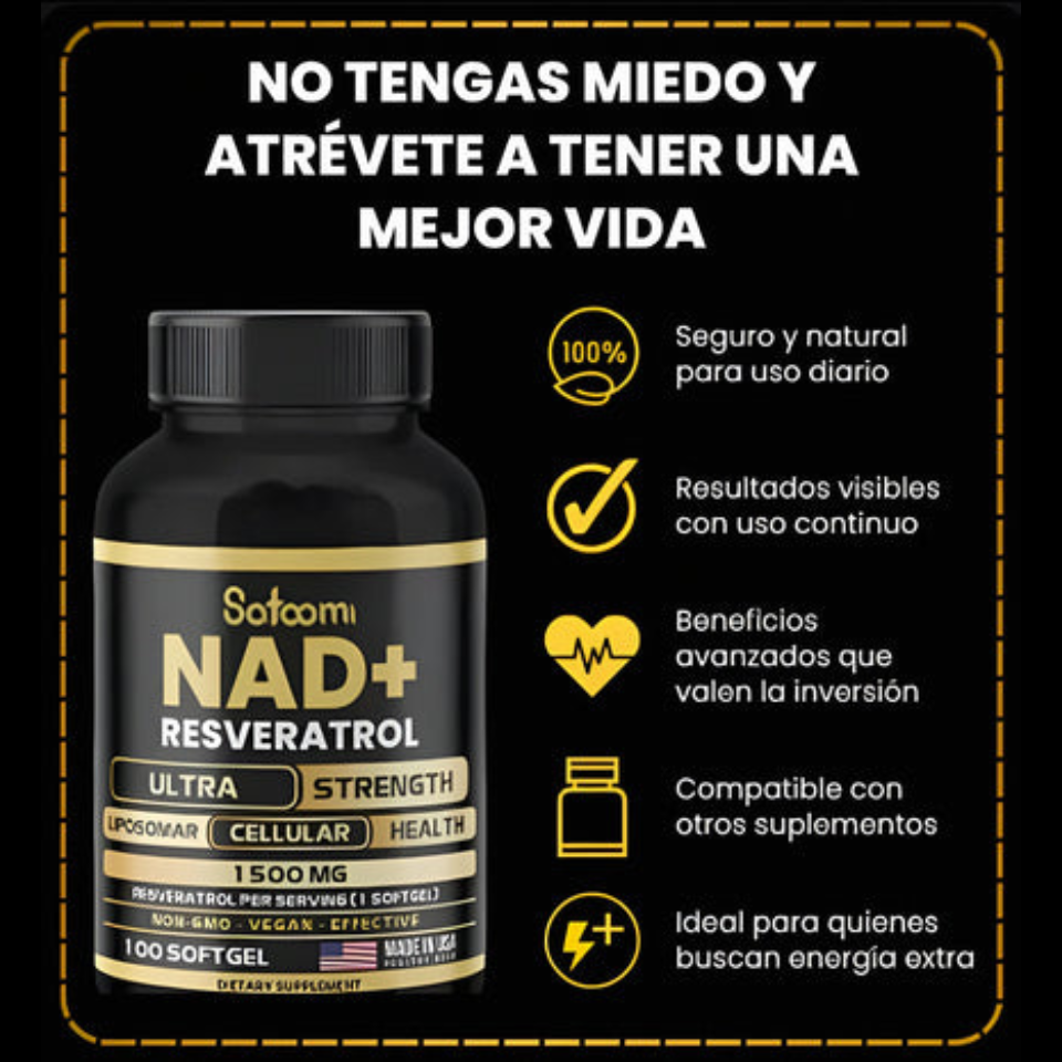 NAD + RESVERATROL-SATOOMI x100CAPS💊FORMULA ANTI ENVEJECIMIENTO CELULAR🧬