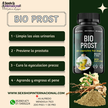 💊TABLETAS POTENCIADOR MASCULINAS 💯 BIO PROST + UÑA DE GATO: PARA PROSTATITIS CRONICA💪