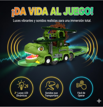 PISTA DE CARRERAS CON TOBOGAN DE DINOSAURIOS-JUGUETE PARA NIÑOS PEQUEÑOS