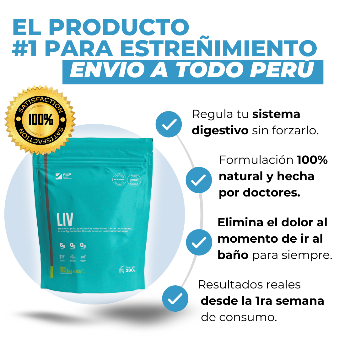 LIV Polvo Para Bebida con fibra + probioticos FWP 280G- Sabor Manzana verde
