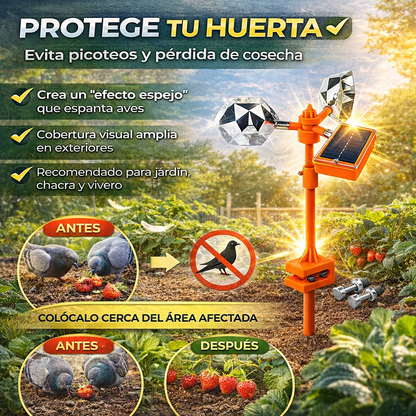 ESPANTADOR DE PAJAROS SOLAR GIRATORIO 360