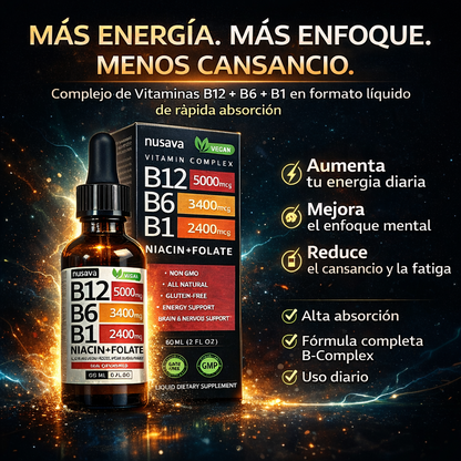 Nueva Vitamina-Nusava Vitamina B12, B6 Y B1 Gotas Líquidas 60ml