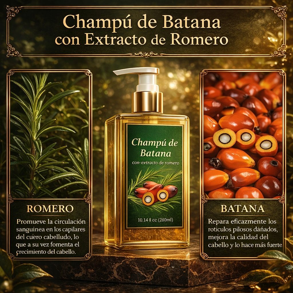 CHAMPÚ ACEITE DE BATANA CON EXTRACTO DE ROMERO 400 ML