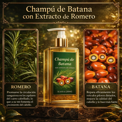 CHAMPÚ ACEITE DE BATANA CON EXTRACTO DE ROMERO 400 ML