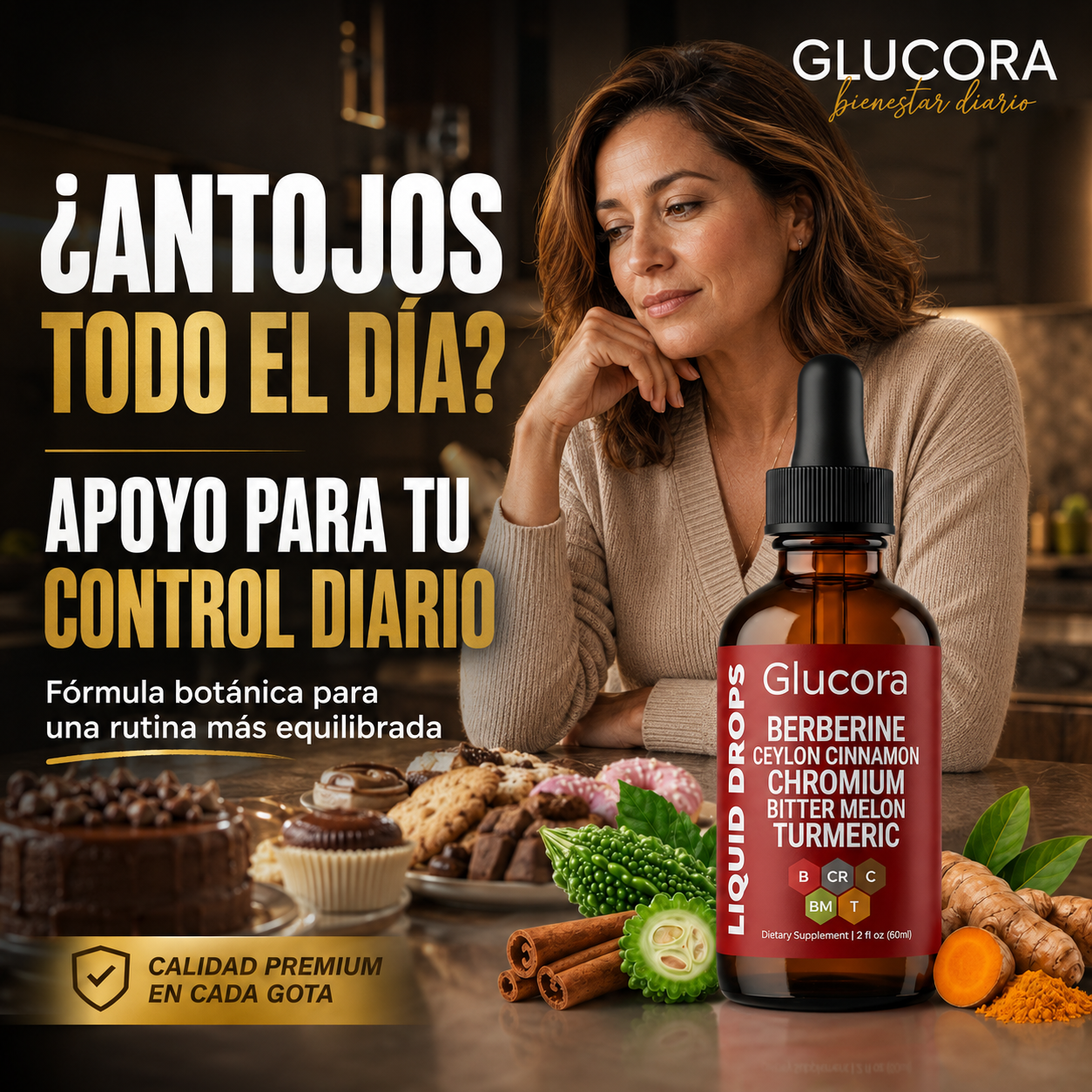 Glucora Berberina Liquida Gotas para apoyo diario del bienestar metabólico