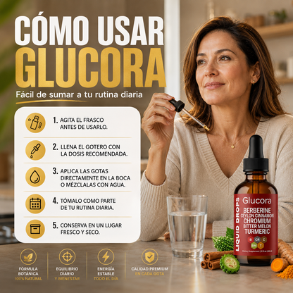 Glucora Berberina Liquida Gotas para apoyo diario del bienestar metabólico