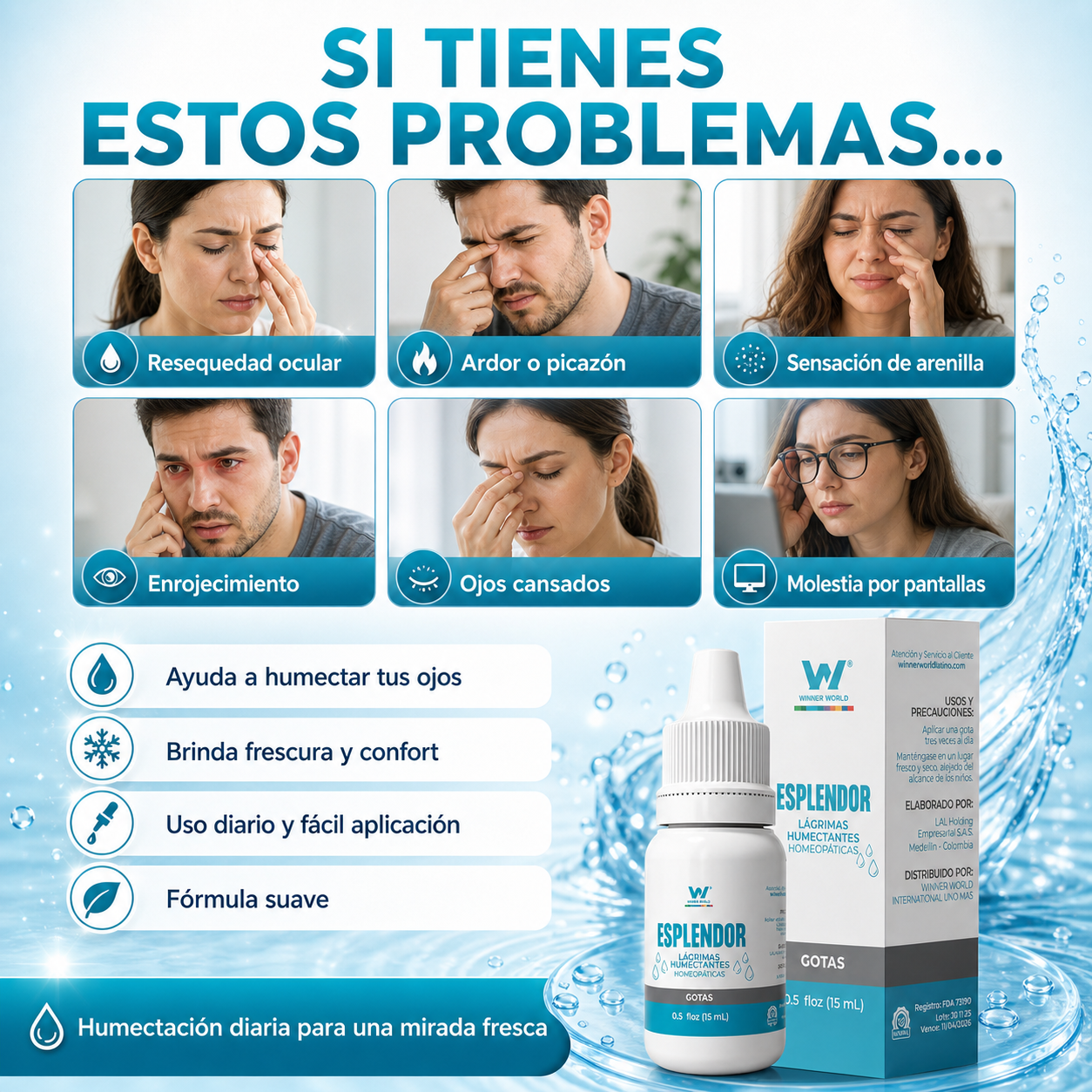 Gotas Homeopatica ESPLENDOR Humectantes y Reparativas de la Vista Cansada