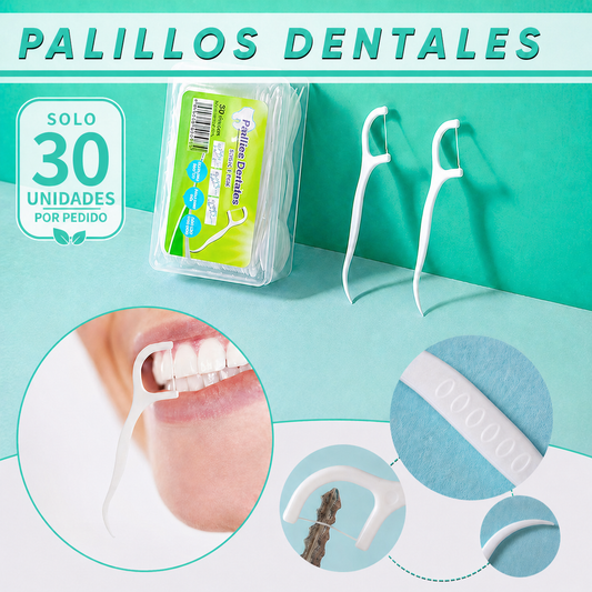 30 PZS Fiudx Limpiador Dental Desechable, Hilo Dental de Plástico de Alta Resistencia, Mango Antideslizante