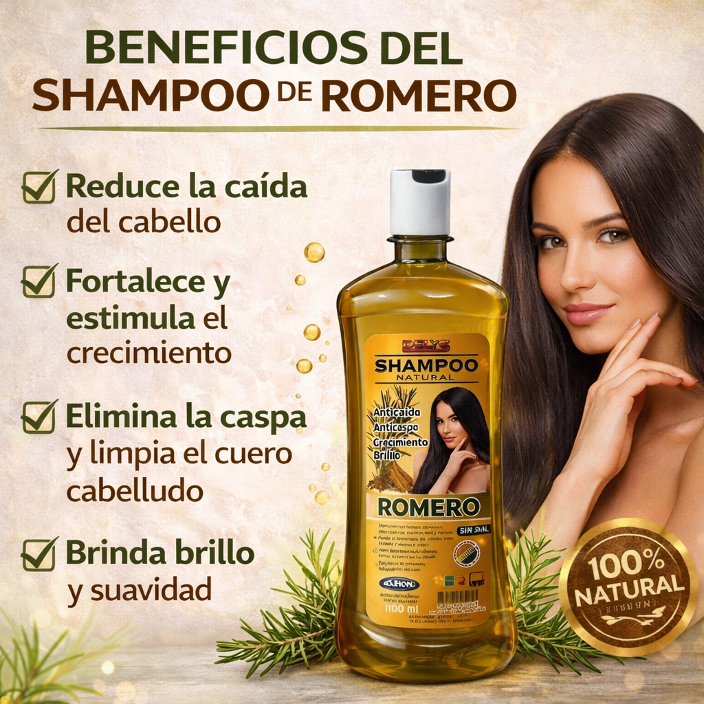 CHAMPÚ NATURAL DE ROMERO ANTICAIDAS SIN SAL 1.1 L
