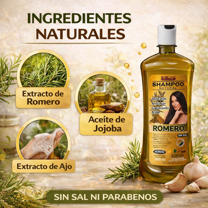 CHAMPÚ NATURAL DE ROMERO ANTICAIDAS SIN SAL 1.1 L