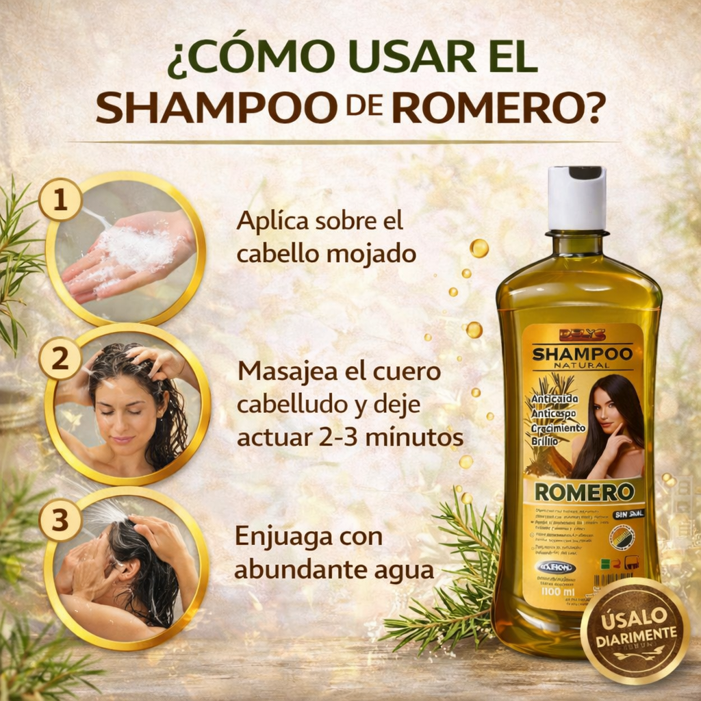 CHAMPÚ NATURAL DE ROMERO ANTICAIDAS SIN SAL 1.1 L