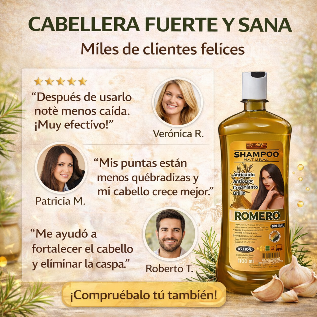 CHAMPÚ NATURAL DE ROMERO ANTICAIDAS SIN SAL 1.1 L