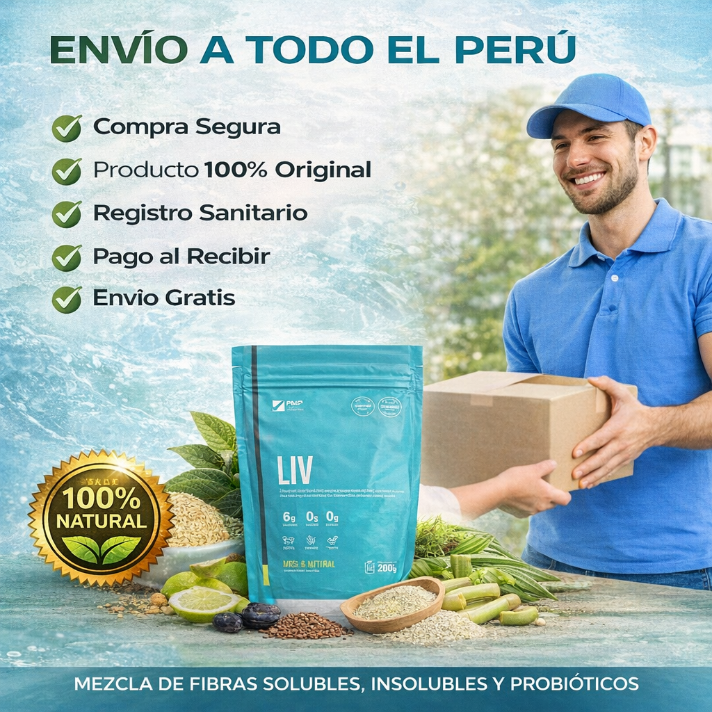 LIV Polvo Para Bebida con fibra + probioticos FWP 280G- Sabor Manzana verde