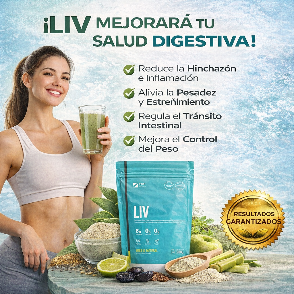LIV Polvo Para Bebida con fibra + probioticos FWP 280G- Sabor Manzana verde