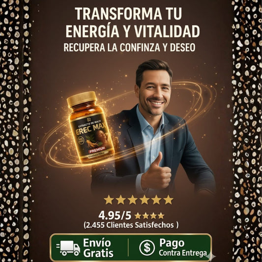 💪EREC MAX 🌿CON EXTRACTO DE MALTA Y GINSENG · 💊30 TABLETAS PARA MAYOR POTENCIA🍆