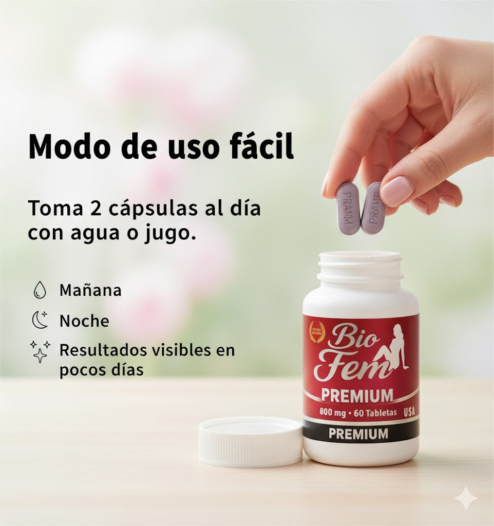 BIO FEM PREMIUM  60 TABLETAS FORMULA NATURAL PARA BIENESTAR FEMENINO
