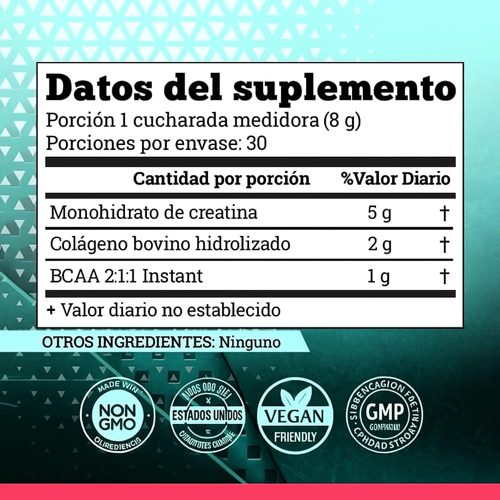 CREATINA MONOHIDRATADA EN POLVO 5 EN 1 PARA MUJERES: AUMENTA GLÚTEOS