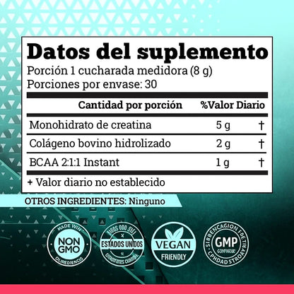 CREATINA MONOHIDRATADA EN POLVO 5 EN 1 PARA MUJERES: AUMENTA GLÚTEOS