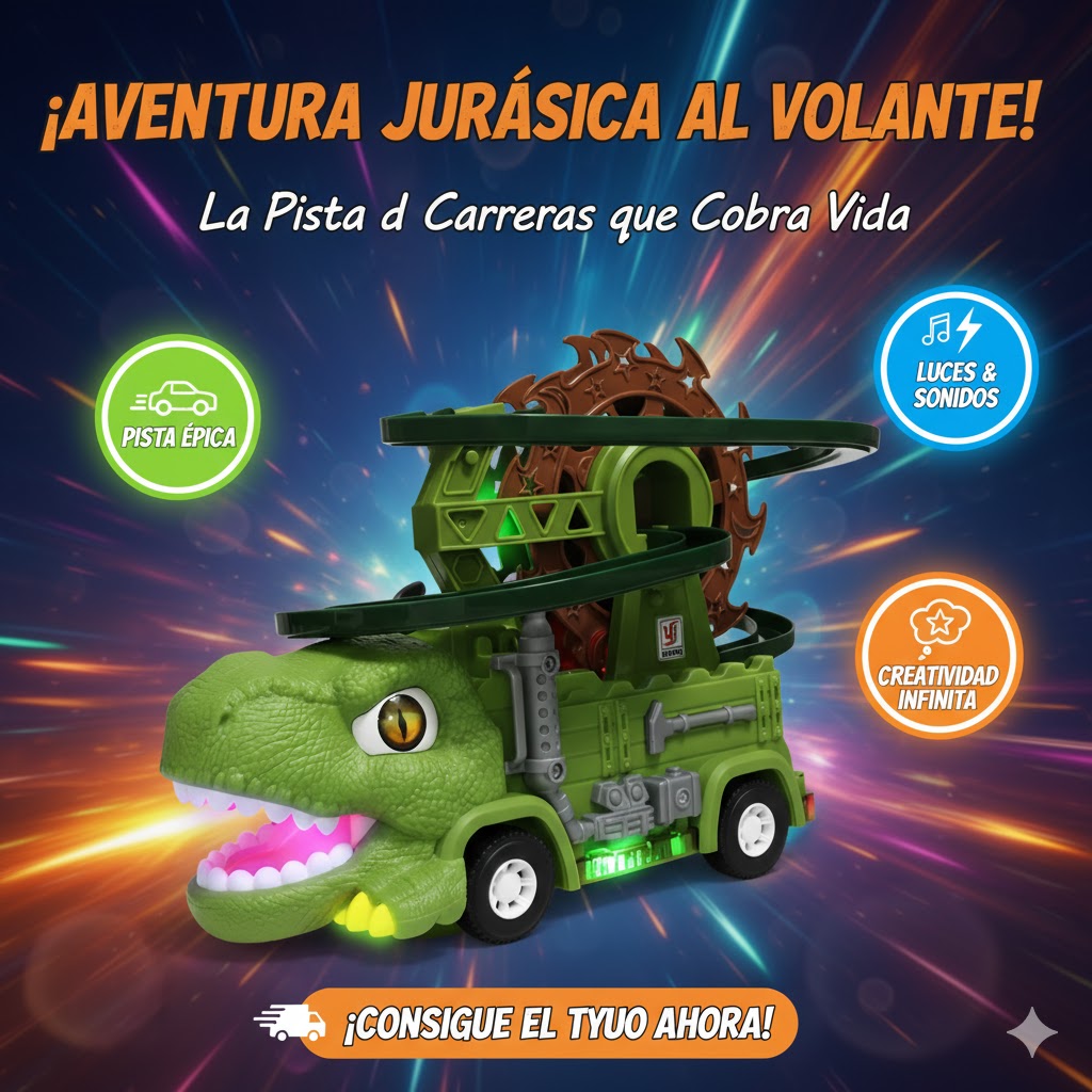 PISTA DE CARRERAS CON TOBOGAN DE DINOSAURIOS-JUGUETE PARA NIÑOS PEQUEÑOS