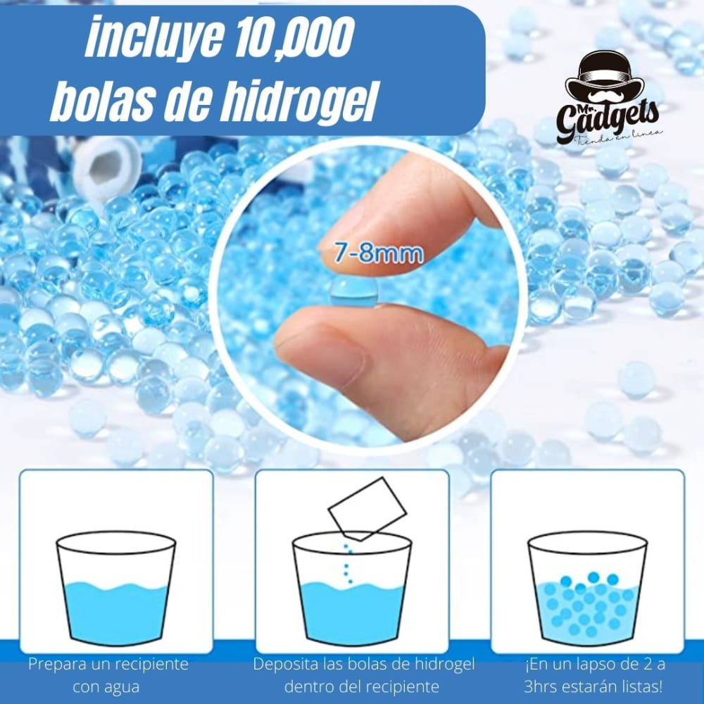 JUGUETE ARMA AMETRALLADORA-RIFLE DISEÑO DE CALAVERA CON BALAS DE HIDROGEL