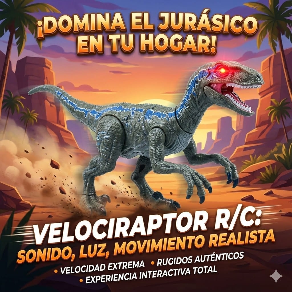 DINOSAURIO CONTROL REMOTO VELOCIRAPTOR JUGUETE REGALO PARA NIÑOS
