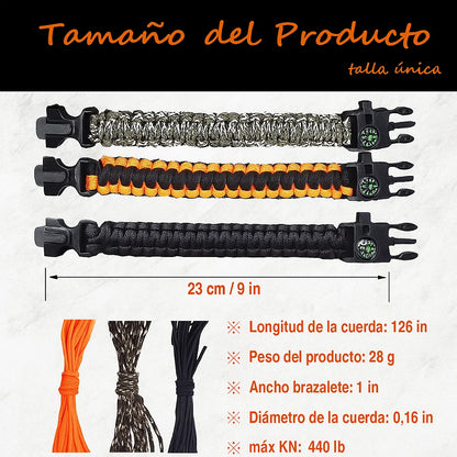 💯2X1 PULSERA DE SUPERVIVENCIA PARACORD 5 EN 1 OKOUTDOOR💯