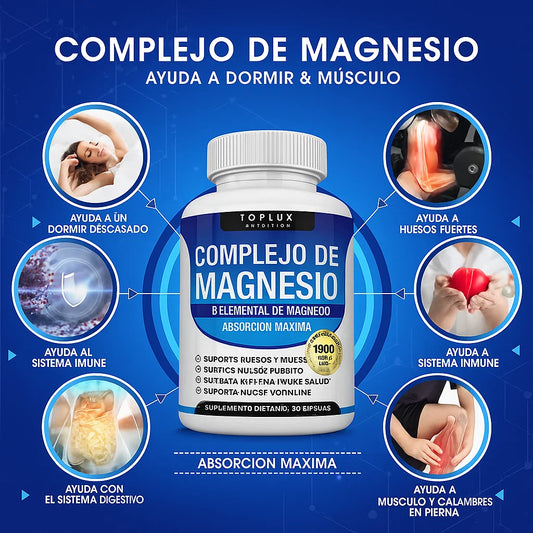 💊SUPLEMENTO COMPLEJO DE MAGNESIO 8 ELEMENTALES🍃DE 1000 MG Y 90 CAPSULAS✔