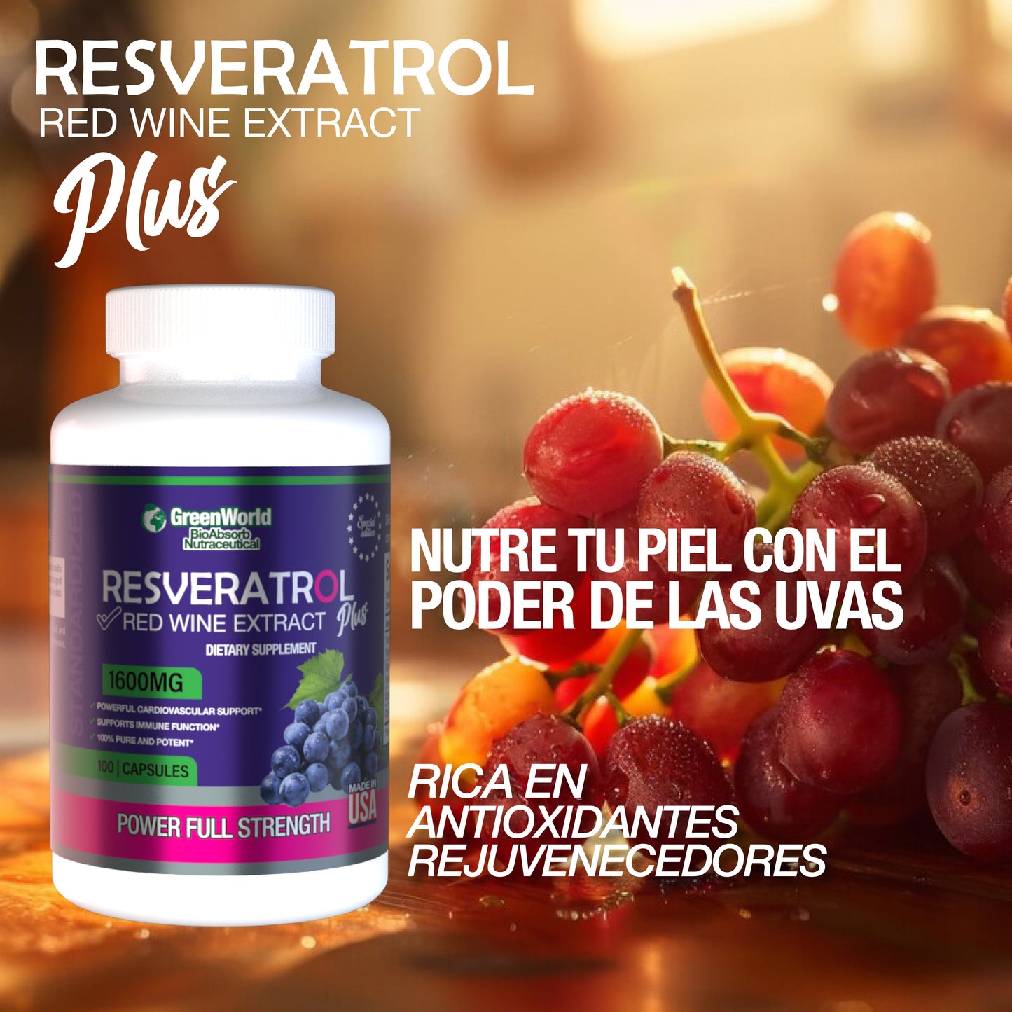 CAPSULAS DE RESVERATROL- SIENTETE Y MIRATE 10 AÑOS MAS JOVEN