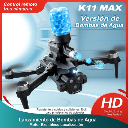 DRON K 11 MAX DISPARADOR DE BOMBAS HIDRÓGEL CONTROL REMOTO Y CAMARA 4K