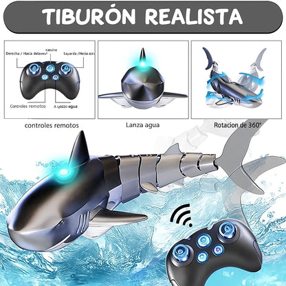 JUGUETE DE BARCO-TIBURÓN TELEDIRIGIDO, PARA AGUA CON LUZ (REGALO PARA NIÑO)