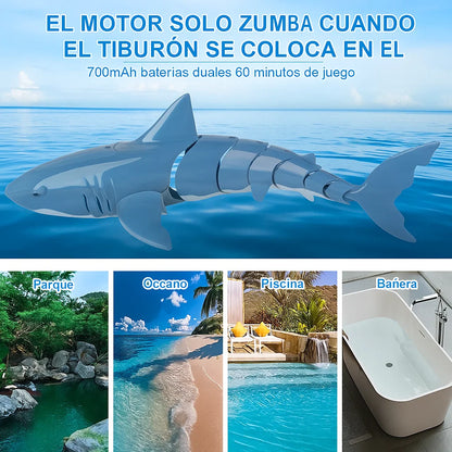 JUGUETE DE BARCO-TIBURÓN TELEDIRIGIDO, PARA AGUA CON LUZ (REGALO PARA NIÑO)