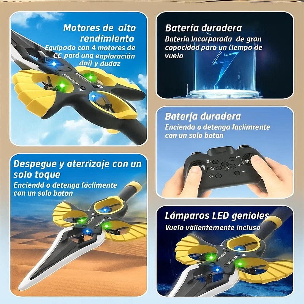 DRON ESPADA VOLADORA REMOTA, CON PILOTO AUTOMÁTICO, ACROBÁZIAS 3 VELOCIDADES.